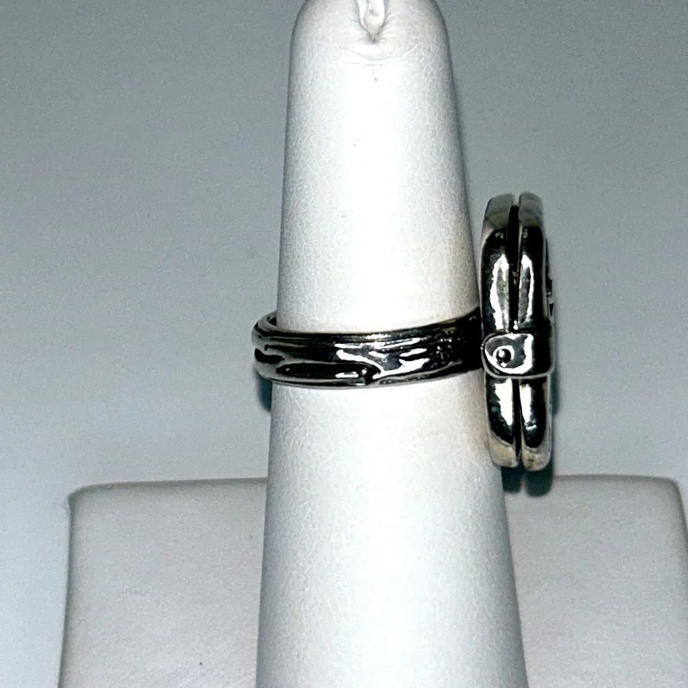 NWOT Passage to Israel Sterling Silver Genuine Blue Topaz Evil Eye Locket Ring
